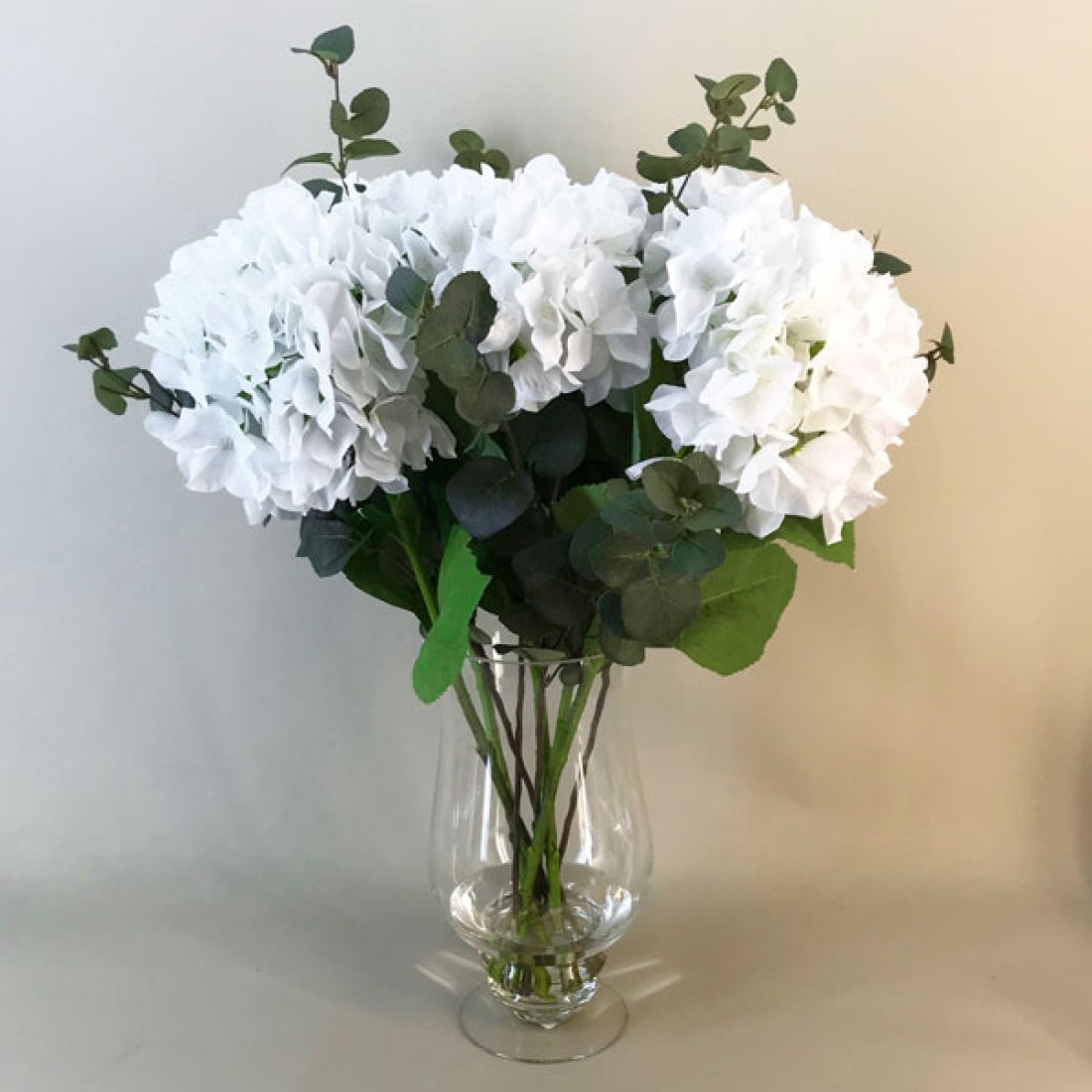 Elegant White Hydrangeas Vase Artificial Flower Arrangements